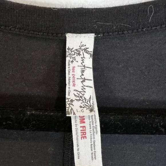 Free People Intimates Scoop Neck Long Sleeve Black Body Suit L - Picture 3 of 9